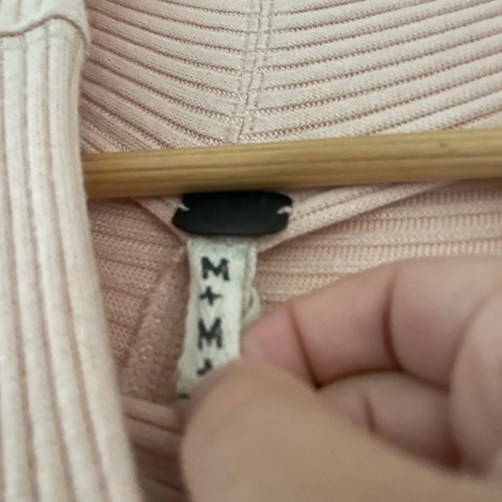 We the Free Lover Split Back Ribbed Sweater Pullover Peachy Pink Raw Hem